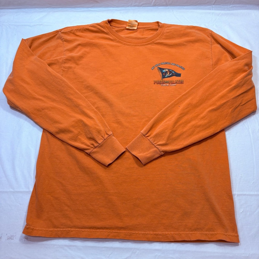 Kenny Chesney Poets and Pirates Tour 2008 Orange Long Sleeve Shirt Mens Medium